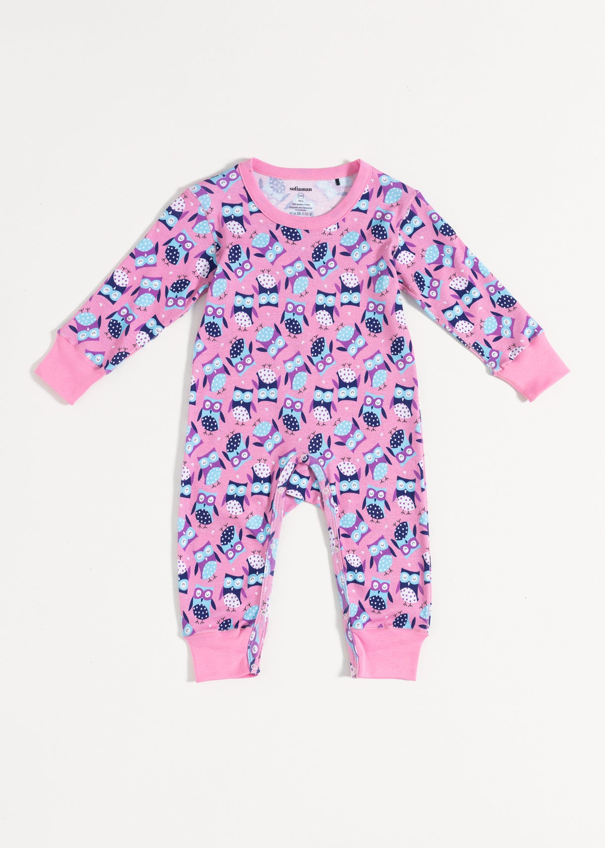 Salopetă Baby Pink Owl Bumbac