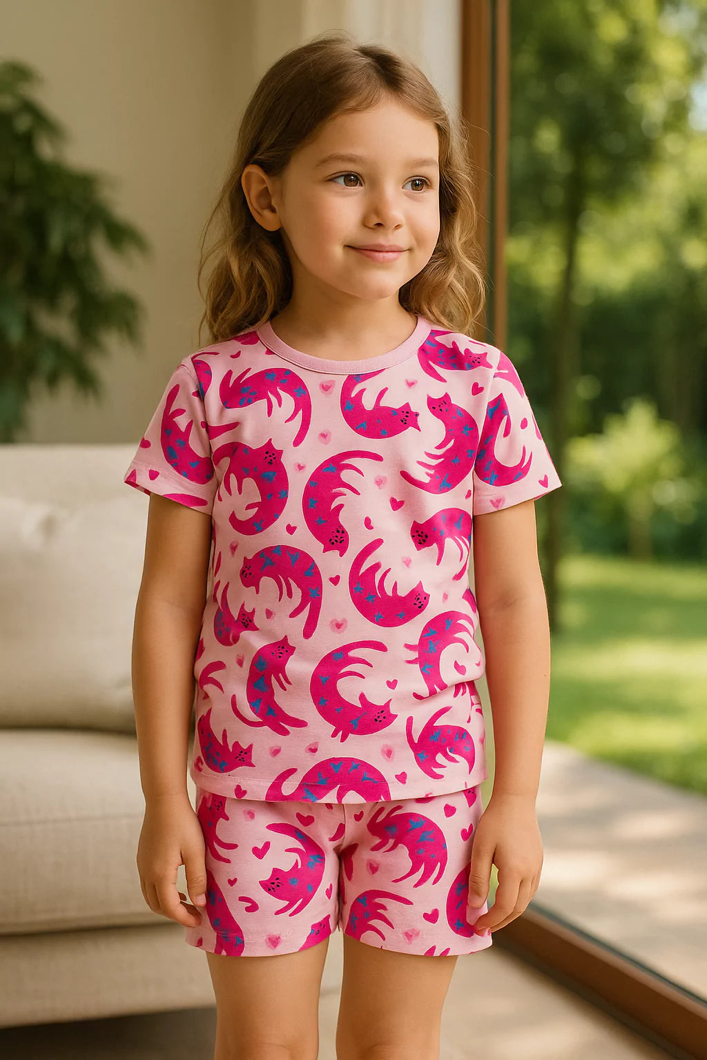 Pijama Copii Cute Cat Bumbac