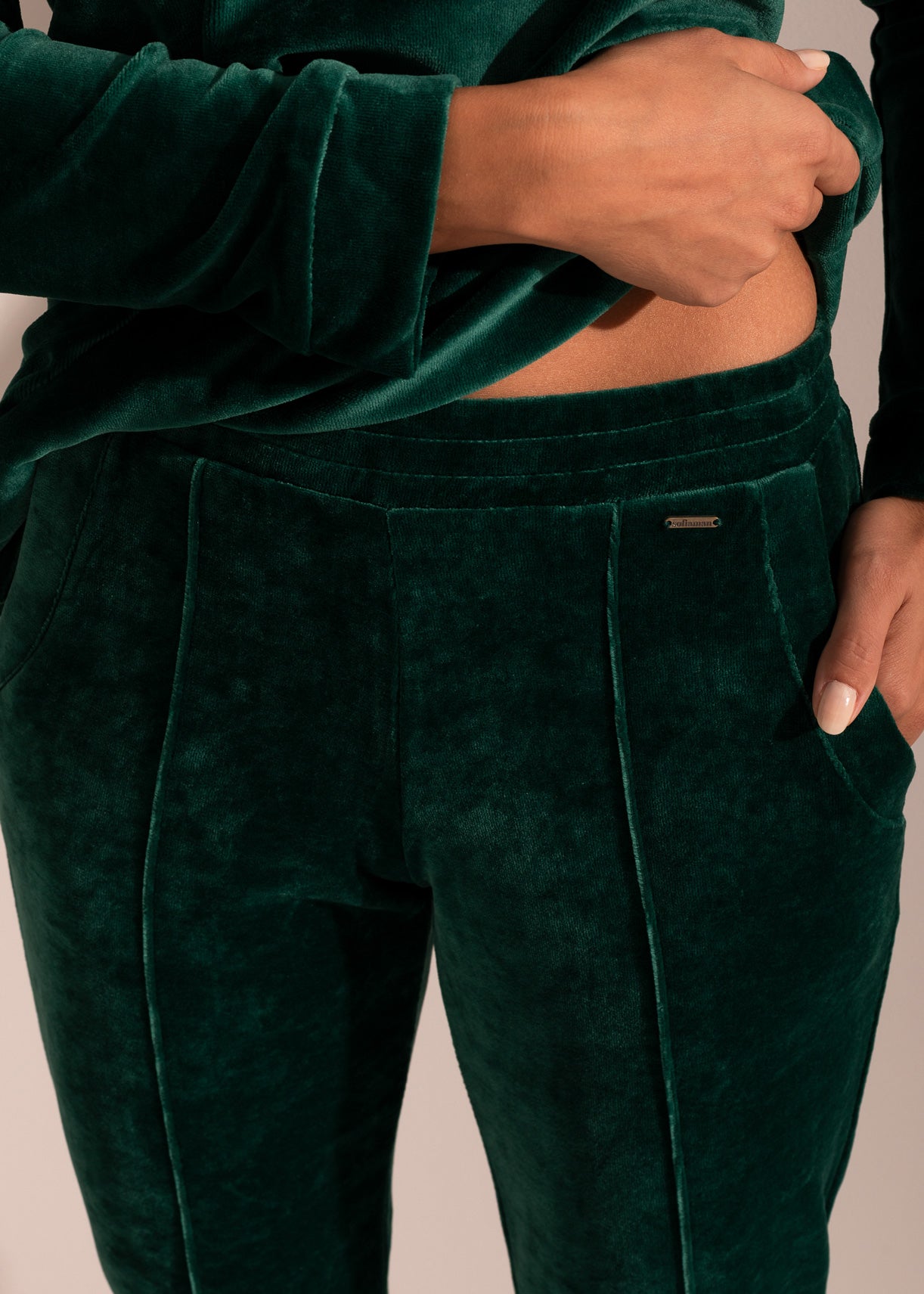 Pantaloni Damă Velvet Verde