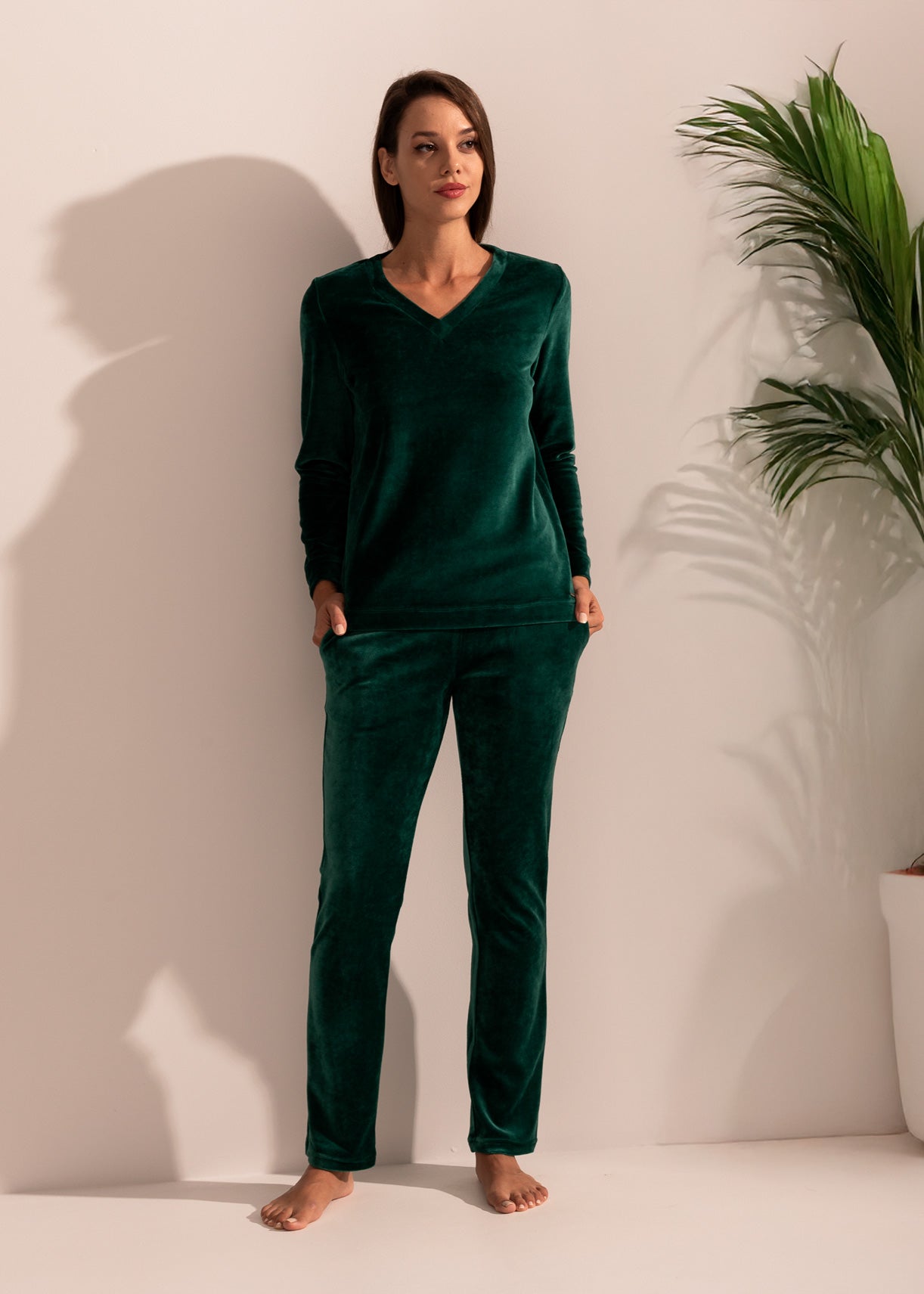 Pantaloni Damă Velvet Verde