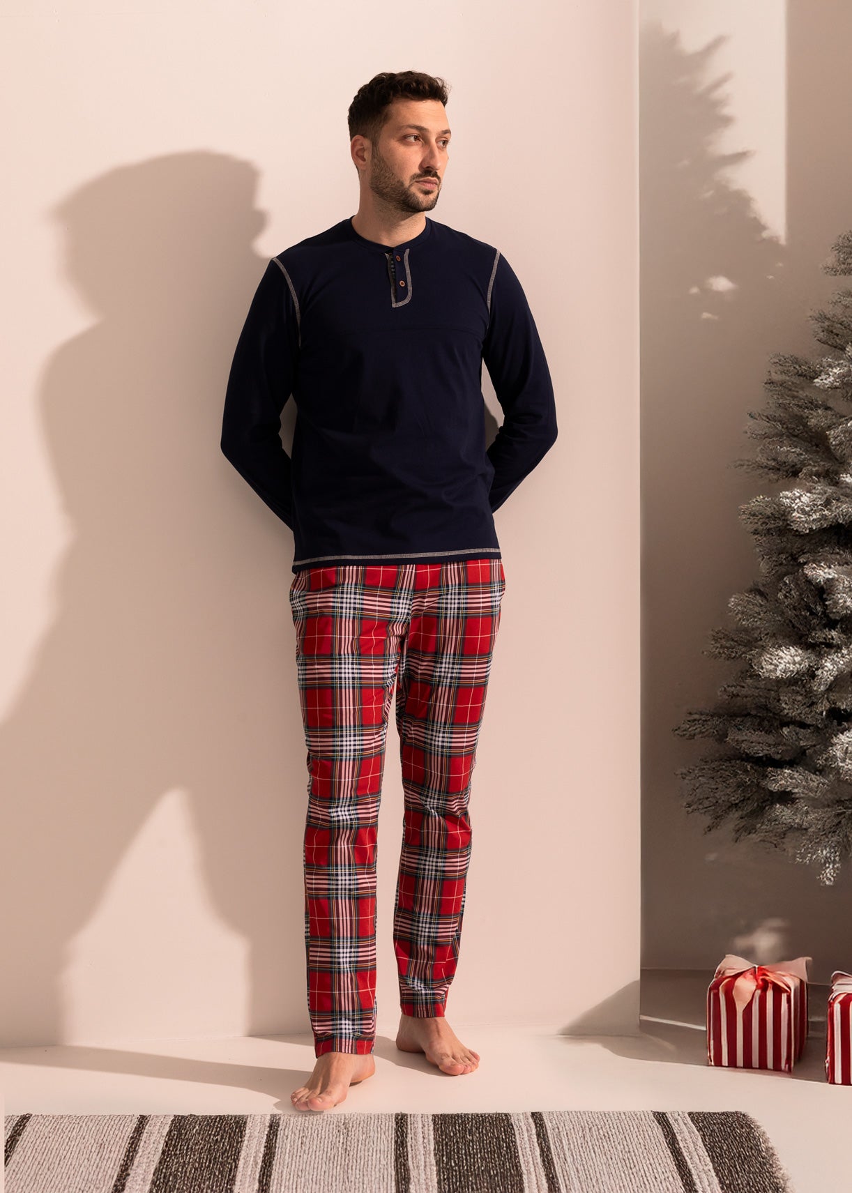 Pijama Bărbați Tartan Winter Bumbac