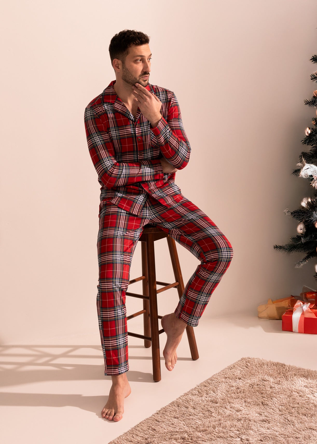 Pijama Bărbați Tartan Winter Bumbac